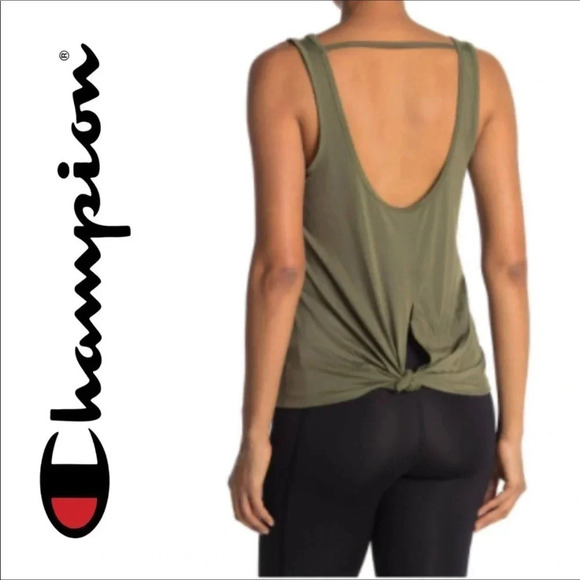 Champion Sport Cargo Olive Green Tie Back Tank Top Size XS NWT - Picture 1 of 6